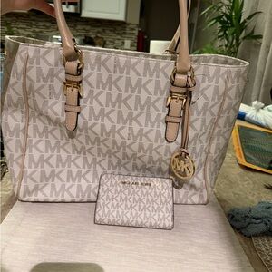 Michael Kors Cream and Tan Logo Tote